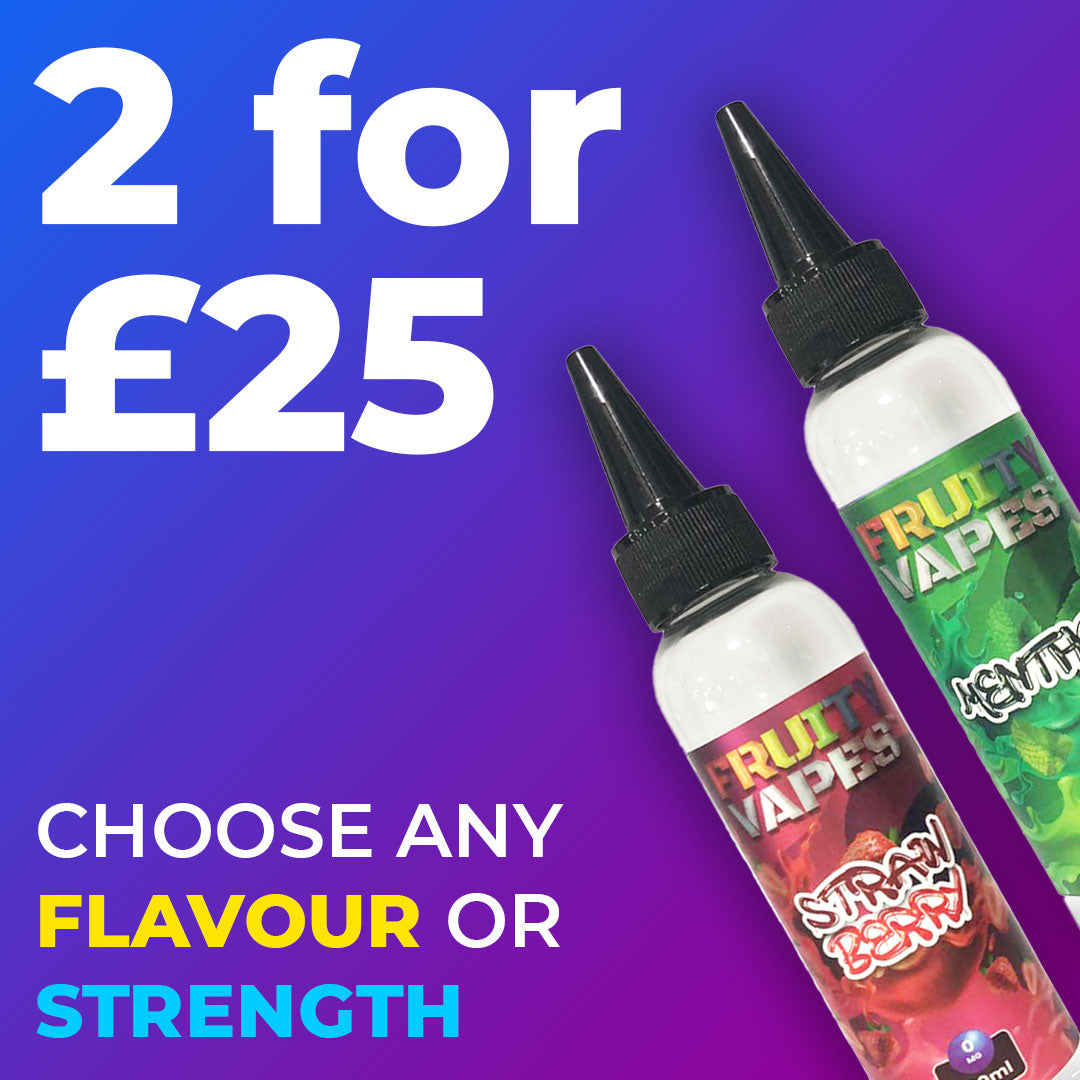 Multi-Buy Fruity Vapes e-Liquid 100ML 50VG 50PG Any 2 for 25 Multi-Buy Fruity Vapes e-Liquid 100ML 50VG 50PG Any 2 for 25