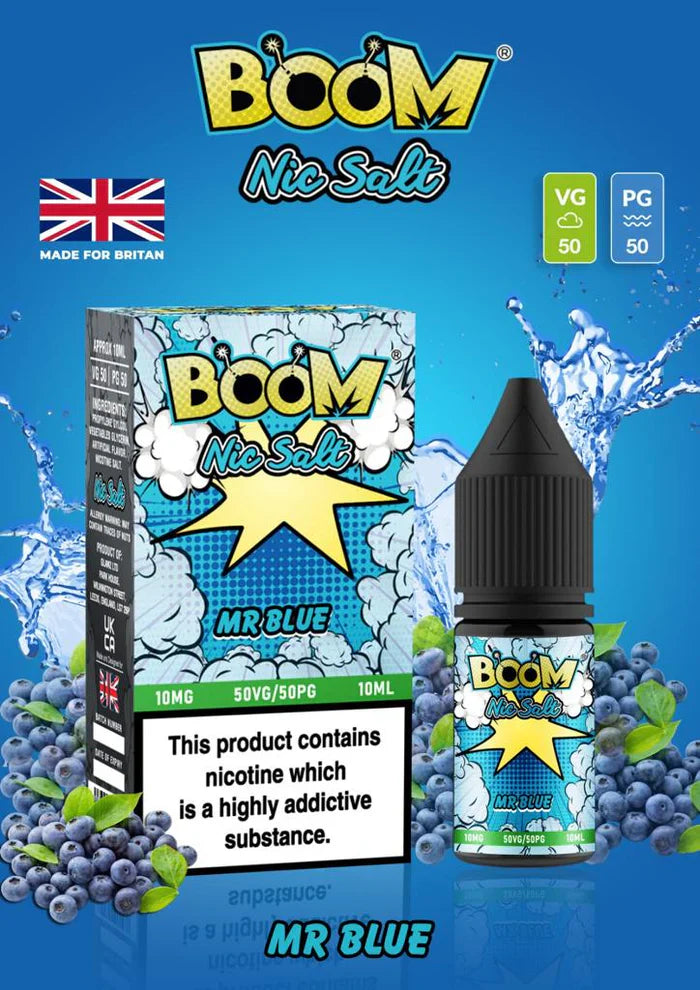 Mr Blue Boom Nic Salt E Liquid 10ml | 10mg & 20mg | 50/50 VG/PG