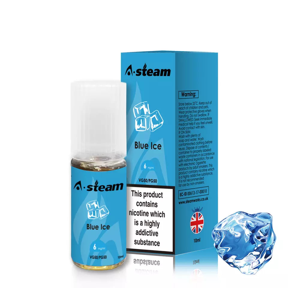 Blue Ice A-Steam 10ml Premium Vape Juice - Pack of 10 Bottles