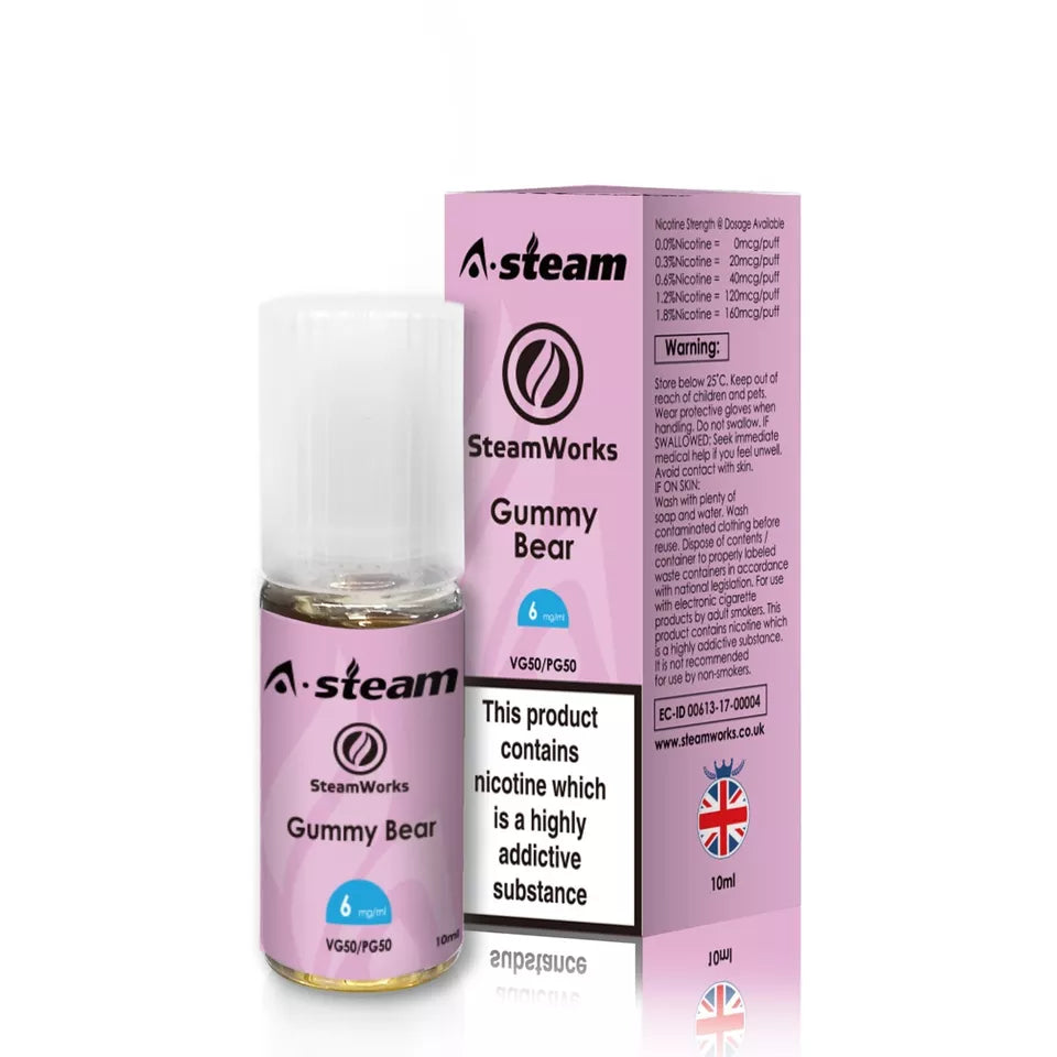 Gummy Bear A-Steam 10ml Premium Vape Juice - Pack of 10 Bottles