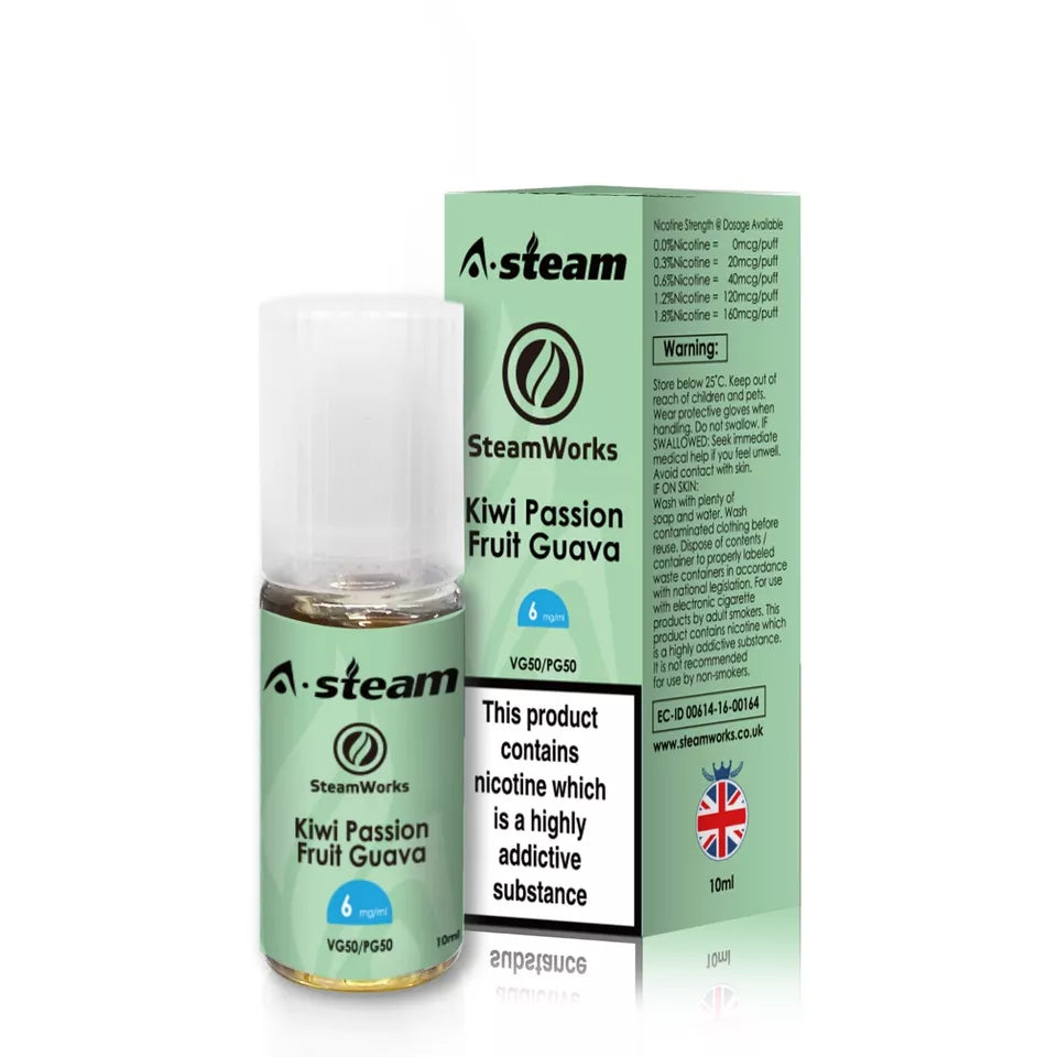 Kiwi Passion Fruit Guava A-Steam 10ml Premium Vape Juice - Pack of 10 Bottles