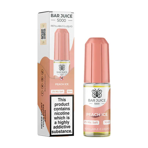 BAR JUICE 5000 Peach Ice Nic Salt 10ml Vape E-Liquid (10mg/20mg) - 50/50 VG/PG