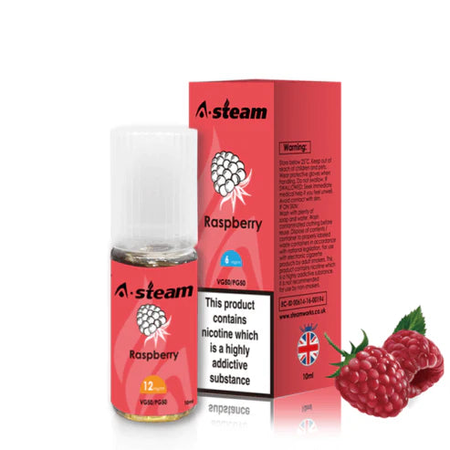 Raspberry A-Steam 10ml Premium Vape Juice - Pack of 10 Bottles