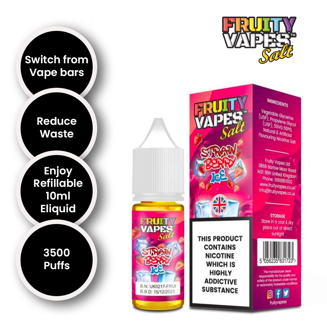 Strawberry ICE 10 ML, 10mg, 20mg – by Fruity Vapes Salt