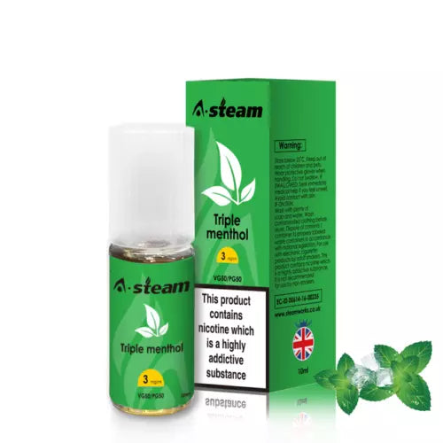 Triple Menthol A-Steam 10ml Premium Vape Juice - Pack of 10 Bottles