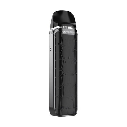 Vaporesso Luxe Q Pod Kit in Black – sleek and pocket-friendly vape device featuring a textured black finish, built-in 1000mAh battery, draw-activated firing, and SSS leak-resistant pods for a smooth and mess-free vaping experience.
