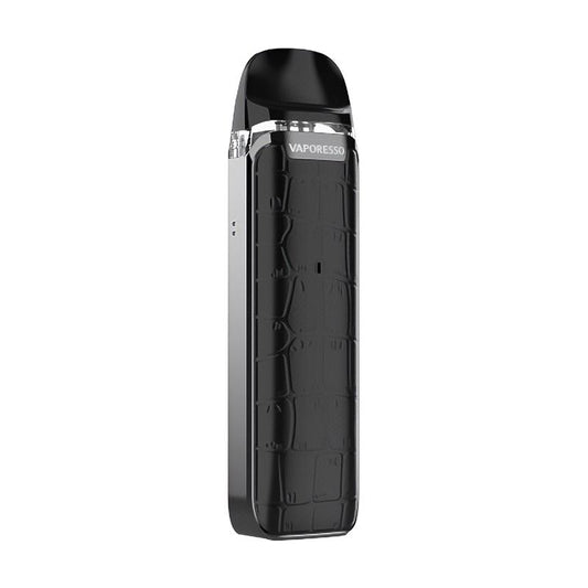 Vaporesso Luxe Q Pod Kit in Black – sleek and pocket-friendly vape device featuring a textured black finish, built-in 1000mAh battery, draw-activated firing, and SSS leak-resistant pods for a smooth and mess-free vaping experience.