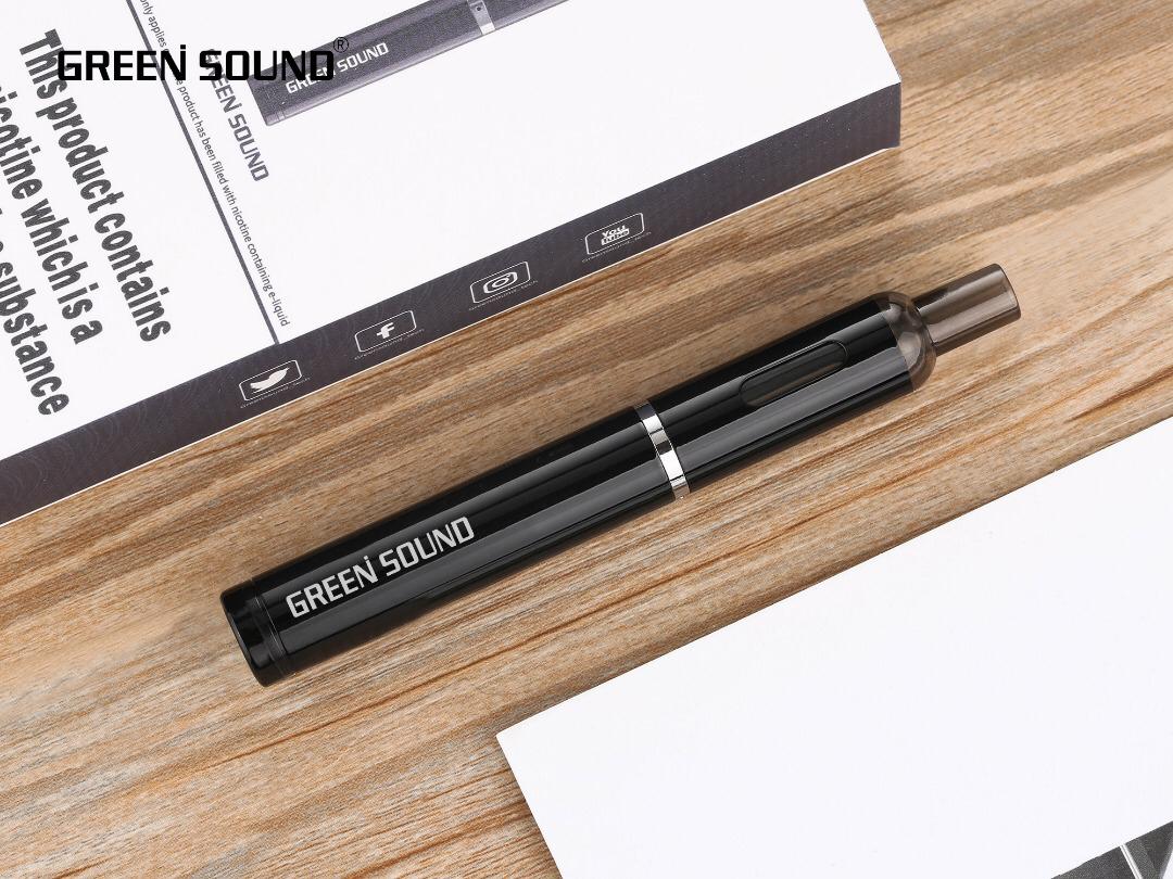 Genuine Green Sound Q3 12W refillable pod vape kit in Black, featuring a 500mAh rechargeable battery, compact design, easy-to-use refillable pods, and ideal for beginner to intermediate vapers.