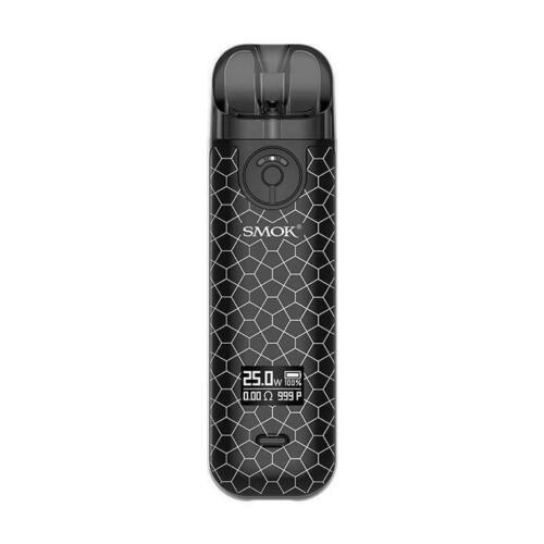 Smok Novo 4 25W Pod Vape Kit in Black Armor – compact and elegant pod system with a sleek black armor finish, adjustable airflow, 25W max output, and replaceable coil design for smooth and customizable vaping.