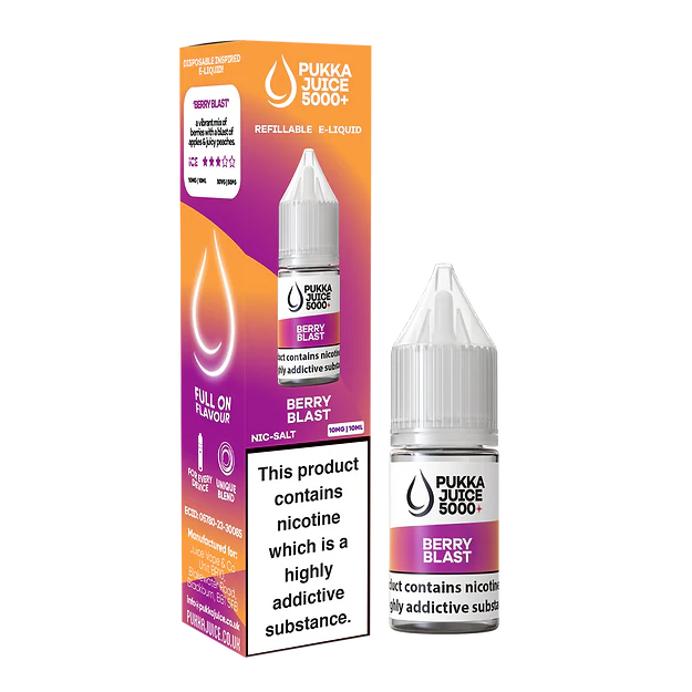 Berry Blast Pukka Juice 5000+ Nic Salt E-Liquid - 10ml, 10mg/20mg, Pack of 10