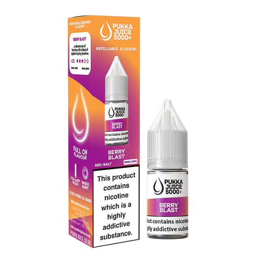 Berry Blast Pukka Juice 5000+ Nic Salt E-Liquid - 10ml, 10mg/20mg, Pack of 10