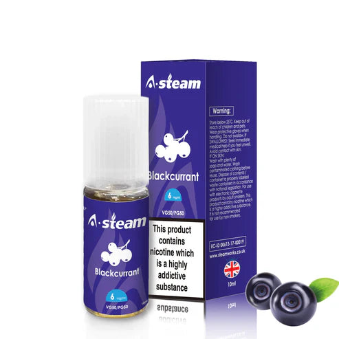 Blackcurrant A-Steam 10ml Premium Vape Juice - Pack of 10 Bottles