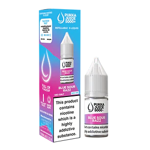 Blue Sour Razz Pukka Juice 5000+ Nic Salt E-Liquid - 10ml, 10mg/20mg, Pack of 10