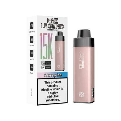 Elux ENE Legend 15K Prefilled Pod Kit in Cherry Ice – rechargeable pod vape kit with 1000mAh built-in battery.