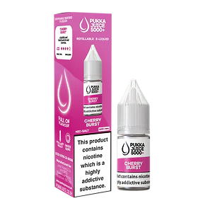 Cherry Burst Pukka Juice 5000+ Nic Salt E-Liquid - 10ml, 10mg/20mg, Pack of 10