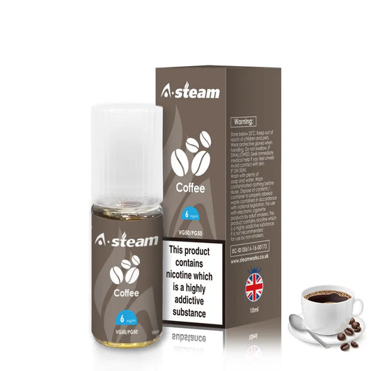 Coffee A-Steam 10ml Premium Vape Juice - Pack of 10 Bottles