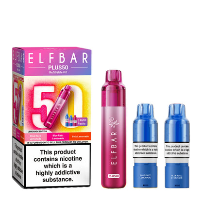 Elf Bar Plus 50 Prefilled Pod Kit in Lemonade Edition – rechargeable pod vape kit with 800mAh built-in battery and prefilled flavour pods for convenient vaping