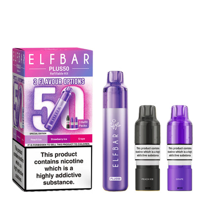 Elf Bar Plus 50 Prefilled Pod Kit in Special Edition – rechargeable pod vape kit with 800mAh built-in battery and prefilled flavour pods for convenient vaping