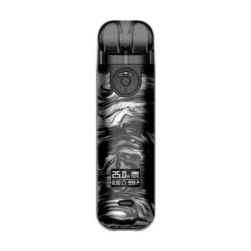 Smok Novo 4 25W Pod Vape Kit in Fluid Black Grey – compact and elegant pod system with an adjustable airflow, 25W max output, and replaceable coil design for smooth and customizable vaping.