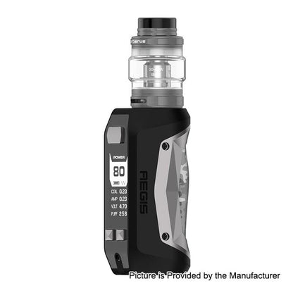 GeekVape Aegis Mini 80W box mod kit in Camo-Gunmetal with 2200mAh battery and 2ml tank capacity, available in five colors for durable and versatile vaping.
