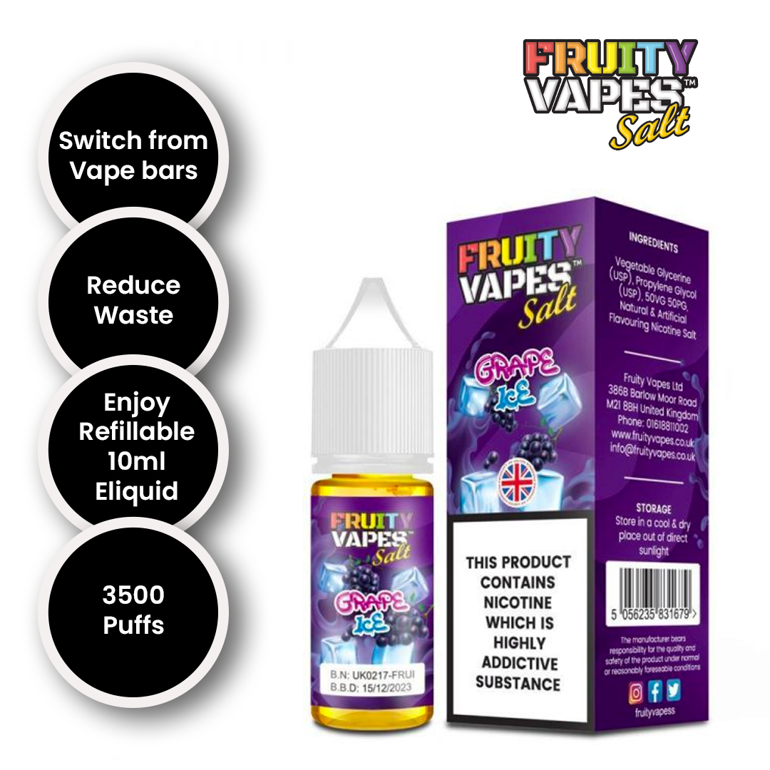 Grape ICE 10 ML, 10mg, 20mg – by Fruity Vapes Salt