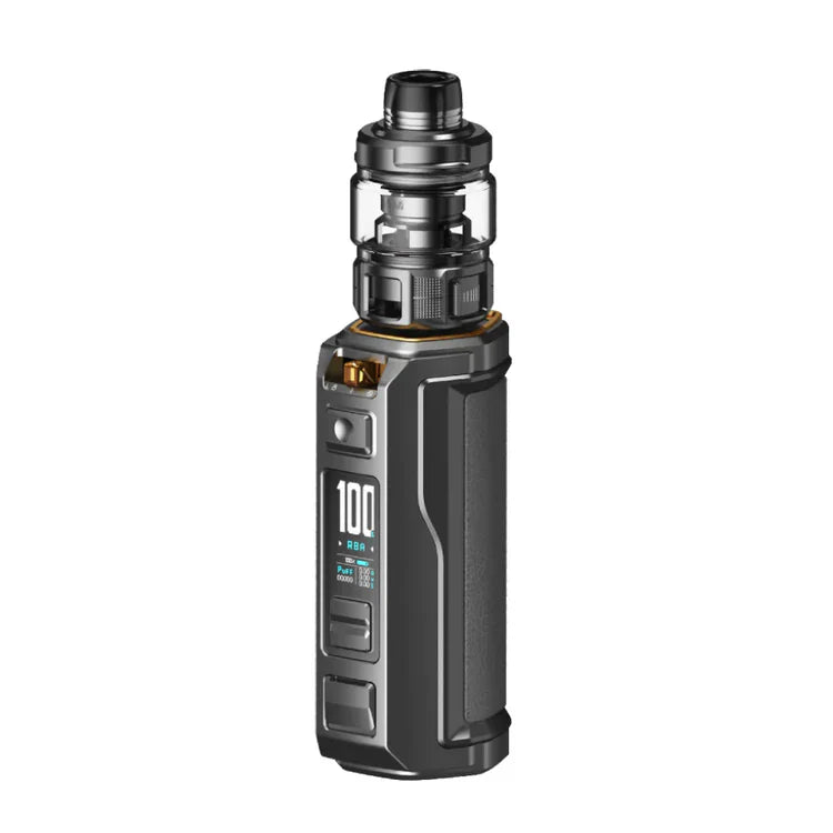 VooPoo Argus XT 100W Starter Kit Device in Graphite – durable and high-powered vape mod with a IP68 rating, advanced GENE.TT 2.0 chip, and customizable wattage for sub-ohm vaping.