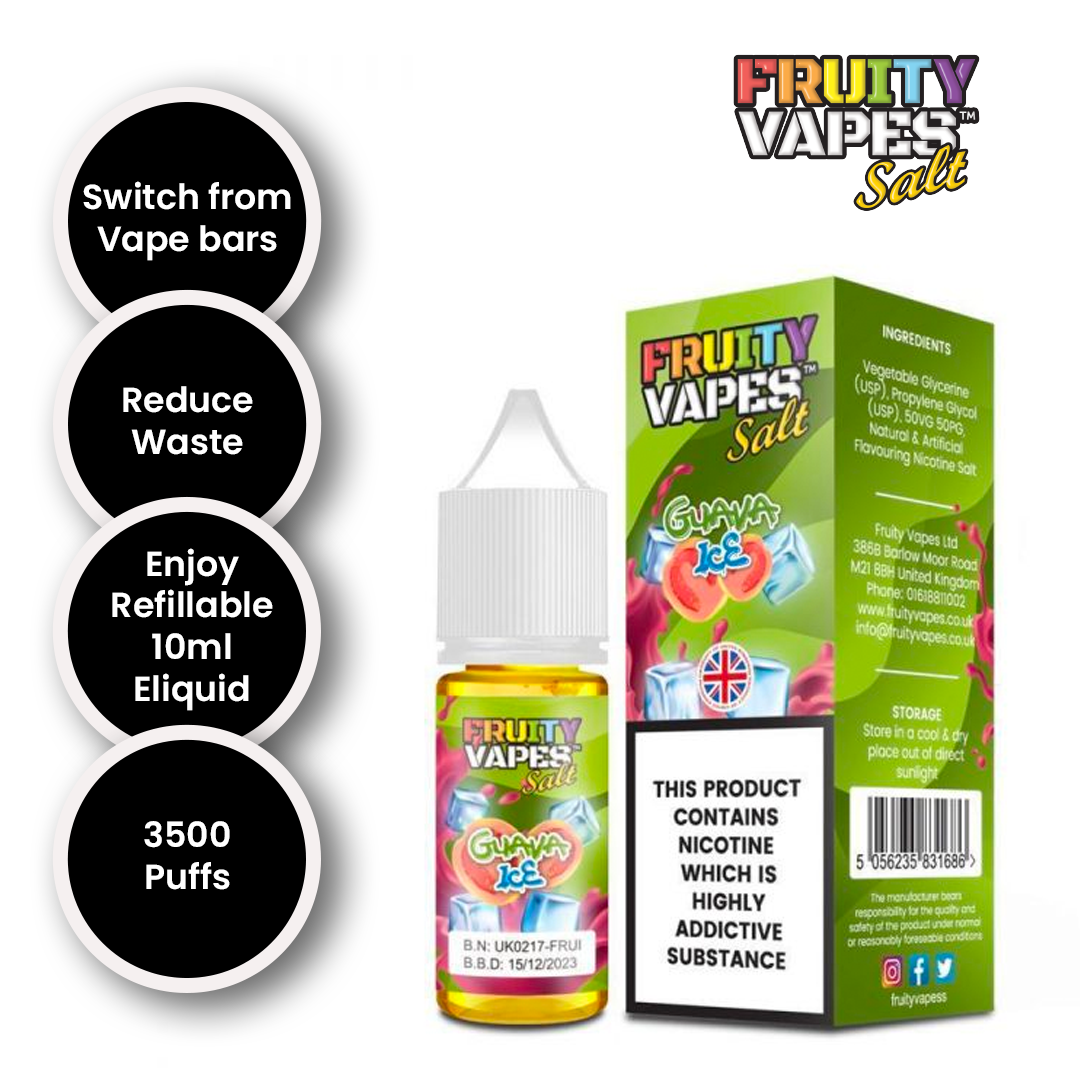 Guava Ice 10 ML, 10mg, 20mg – by Fruity Vapes Salt