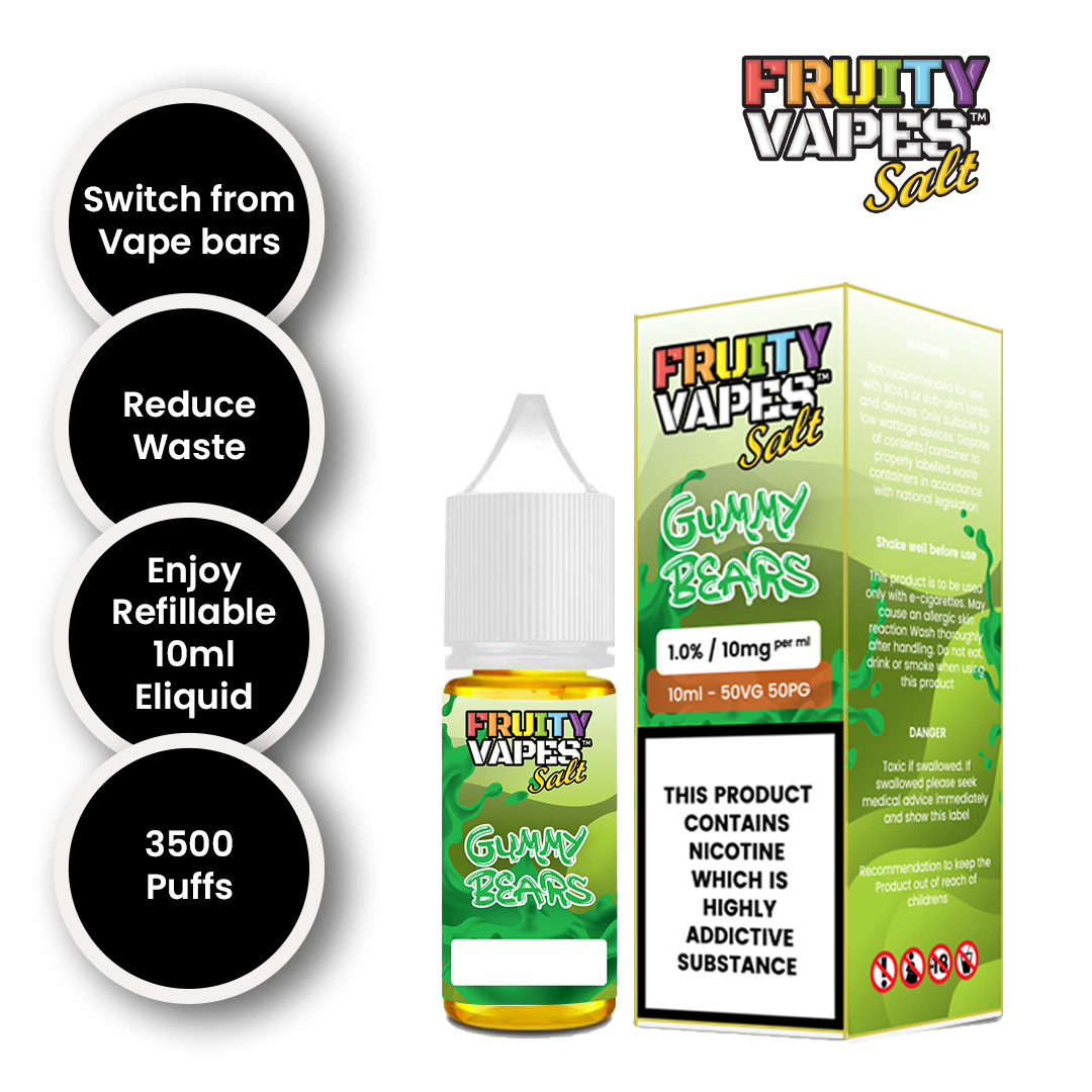 Gummy Bears 10 ML, 10mg, 20mg – by Fruity Vapes Salt