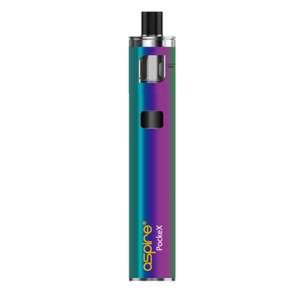Aspire Pockex AIO starter vape pen kit in Rainbow, featuring an all-in-one design, refillable tank, and compact portable build ideal for beginners.