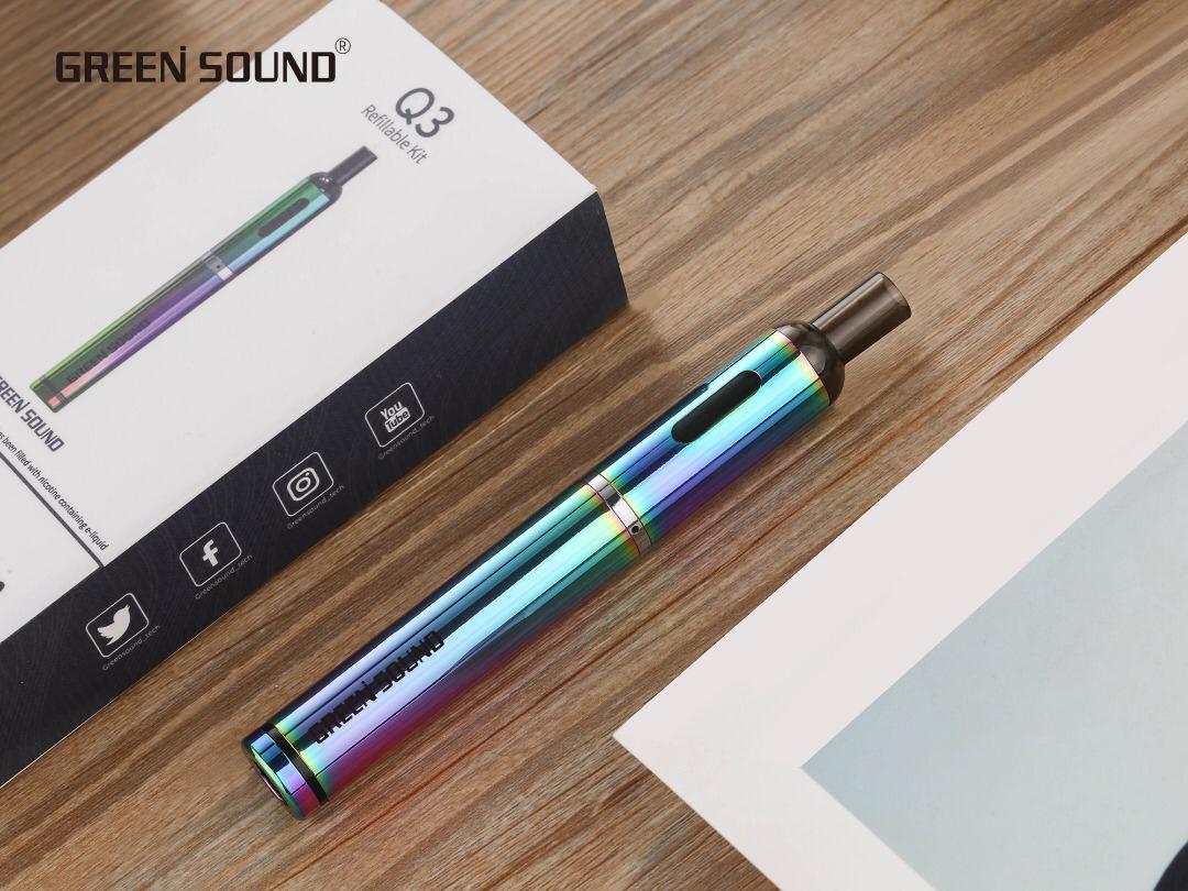 Genuine Green Sound Q3 12W refillable pod vape kit in Rainbow, featuring a 500mAh rechargeable battery, compact design, easy-to-use refillable pods, and ideal for beginner to intermediate vapers.
