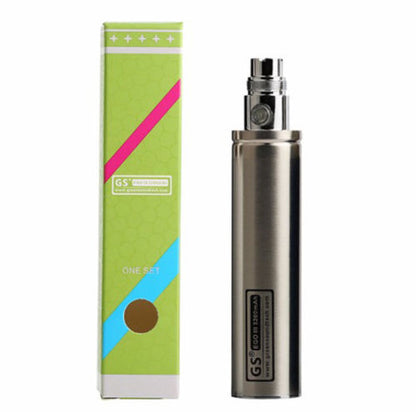 Dual pack of GS eGo III 3200mAh huge capacity vape batteries in Silver with long USB charger for extended vaping performance.