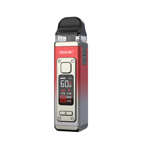 SMOK RPM 4 60W Pod Kit in Silver Red – versatile vape device with up to 60W output, compact design, and a vivid display for advanced control.