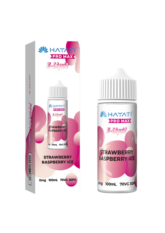 STRAWBERRY RASPBERRY ICE HAYATI PRO MAX E-LIQUID 100ML NO NICOTINE