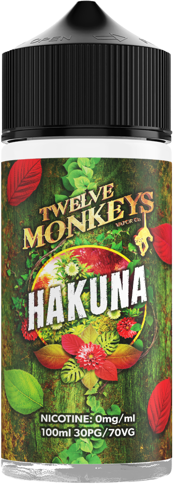 Hakuna Twelve Monkeys 100ml Shortfill 0mg Nicotine Vape Juice – Fresh Flavours