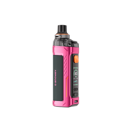 Vaporesso Armour G Vape Pod Mod Kit in Pink – rugged and ergonomic vape device with a leather-textured finish, high power output, and smart chipset technology.