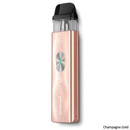 Vaporesso XROS 4 Mini Pods Kit in Champagne Gold – compact and stylish vape device with a draw-activated design, and consistent flavor delivery using COREX heating technology.