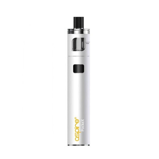 Aspire Pockex AIO starter vape pen kit in White, featuring an all-in-one design, refillable tank, and compact portable build ideal for beginners.
