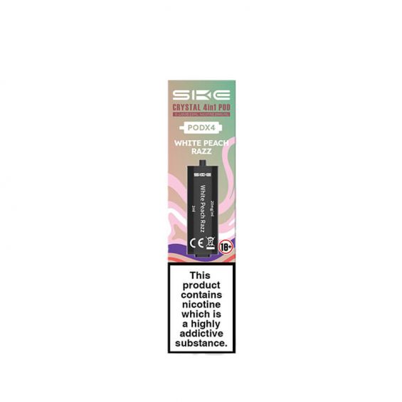 White Peach Razz SKE Crystal 4-in-1 Prefilled Pods - 2400 Puffs, 20mg, 2ml
