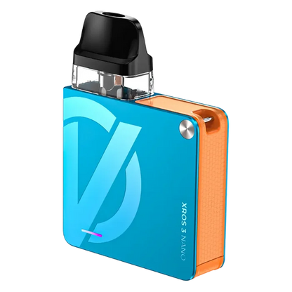 Vaporesso XROS 3 Nano Pod Kit in Bondi Blue – compact pod vape kit with built-in battery and refillable pods.