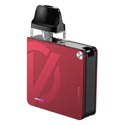Vaporesso XROS 3 Nano Pod Kit in Magenta Red – compact pod vape kit with built-in battery and refillable pods.