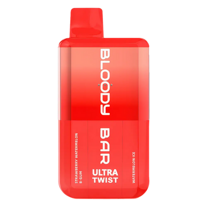  Bloody Bar Ultra Twist 20K Prefilled Pod Kit in Strawberry Watermelon B-Gum/ Watermelon Ice – dual-flavor vape device with up to 20,000 puffs.