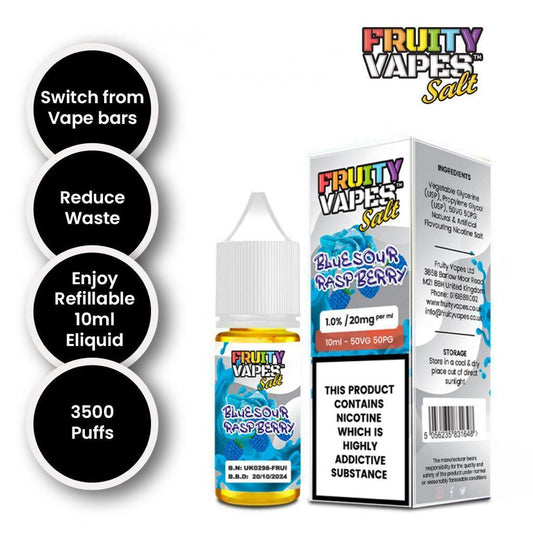 Blue Sour Raspberry 10 ML, 10mg, 20mg – by Fruity Vapes Salt