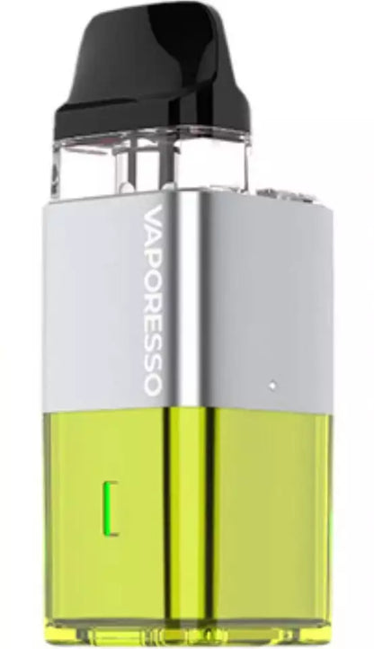 Vaporesso XROS Cube Vape Pod Kit in Cyber Lime – ultra-compact cube-shaped vape device with a, COREX heating tech, and smooth MTL vaping performance.