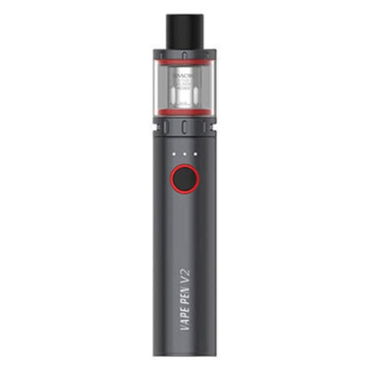 Smok Vape Pen V2 Starter Kit in Gunmetal – a sleek and user-friendly vape pen with 1600mAh battery, direct output, and mesh coil for rich flavor and vapor production.
