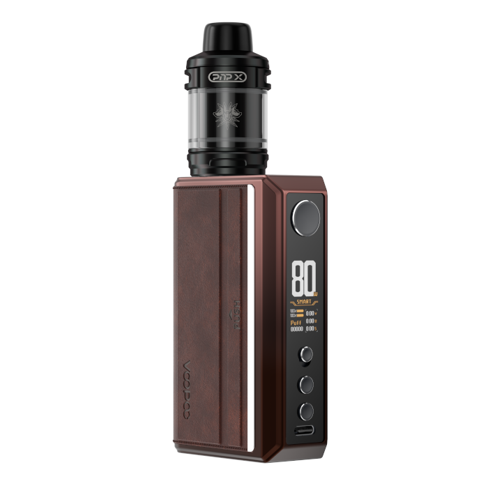 Voopoo Drag 5 Vape Kit in Gradient Brown – powerful and stylish vape device with advanced chipset technology, and customizable performance settings.