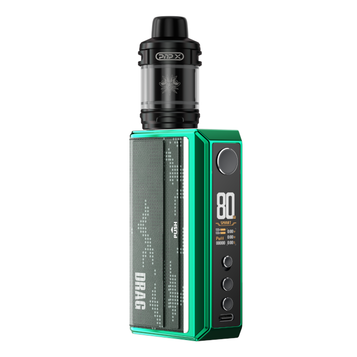Voopoo Drag 5 Vape Kit in Green – powerful and stylish vape device with advanced chipset technology, and customizable performance settings.