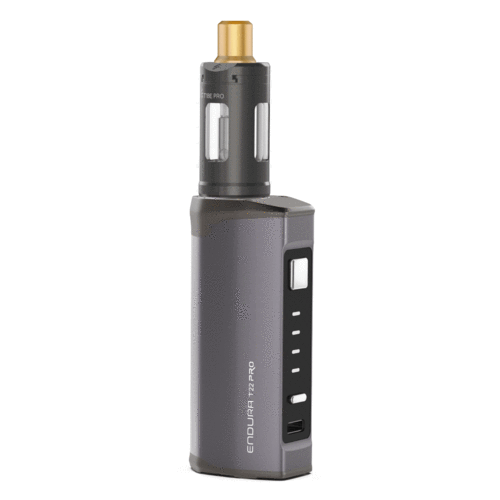 Innokin Endura T22 Pro Kit in Steel Grey – a durable, beginner-friendly vape kit with a long-lasting 3000mAh battery, 4 power settings, and Prism T18E tank for smooth mouth-to-lung vaping.