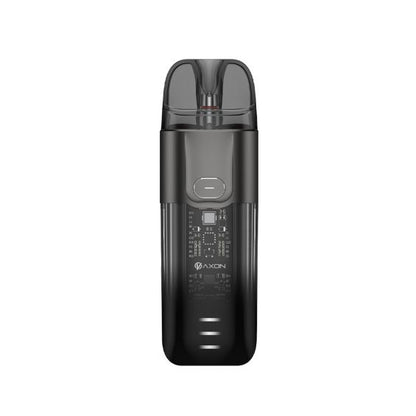 Vaporesso Luxe X Pod Vape Kit in Grey – stylish and futuristic pod system with a transparent black finish, built-in 1500mAh battery, COREX mesh coil technology, and adjustable airflow for versatile vaping.
