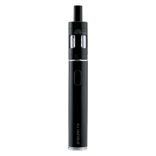 Innokin Endura T18E Vape Pen Starter Kit in Black – a reliable and beginner-friendly device with a sleek design, optimized for mouth-to-lung vaping with consistent flavor, long battery life, and easy top-fill system.