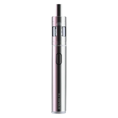 Innokin Endura T18E Vape Pen Starter Kit in Silver – a reliable and beginner-friendly device with a sleek design, optimized for mouth-to-lung vaping with consistent flavor, long battery life, and easy top-fill system.